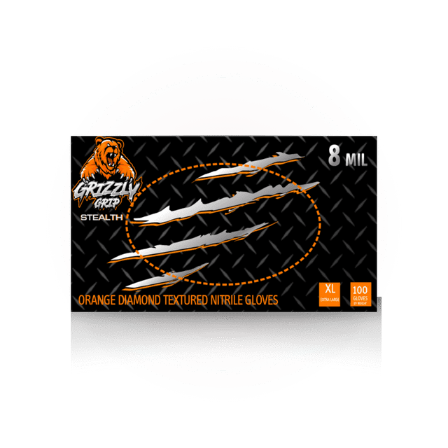 8 Mil Grizzly Grip Orange Diamond Nitrile Gloves
