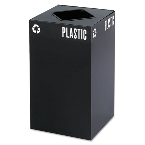 Safco Public Square Recycling Receptacles, Plastic Recycling, 25 gal, Steel, Black