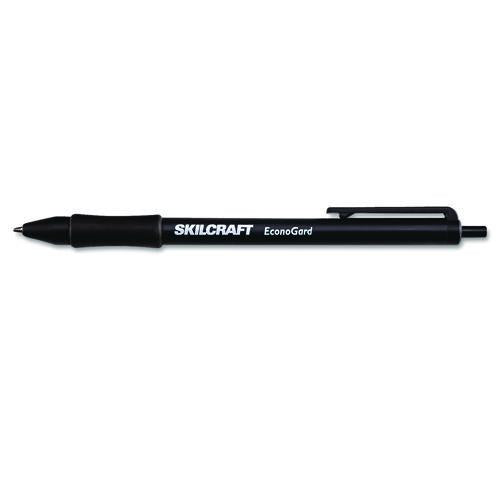 AbilityOne 7520015425943, SKILCRAFT EconoGard Ballpoint Pen, Retractable, Medium 1 mm, Black Ink, Black Barrel, Dozen