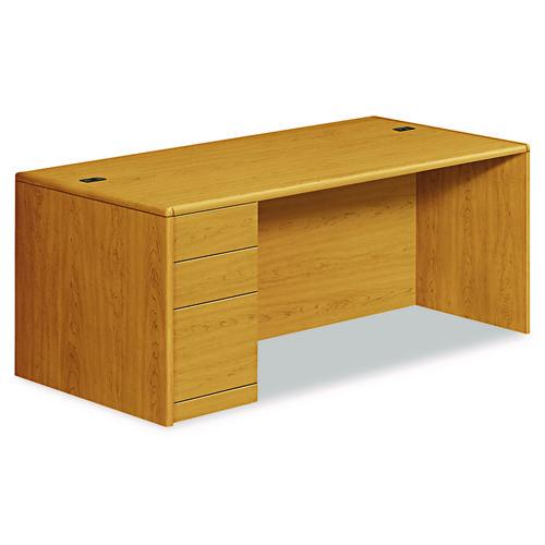 HON 10700 Series Single Pedestal Desk with Full-Height Pedestal on Left, 72" x 36" x 29.5", Harvest