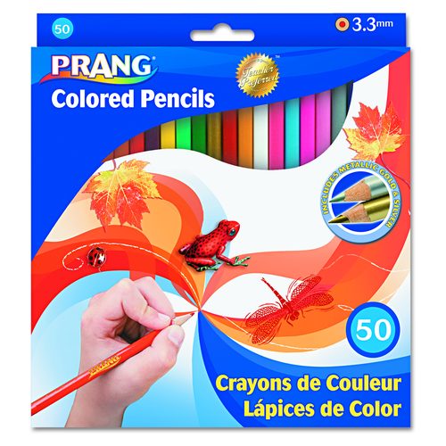 Prang Colored Pencil Sets, 3.3 mm, 2B, Assorted Lead and Barrel Colors, 50/Pack