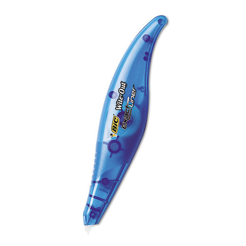 BIC Wite-Out Brand Exact Liner Correction Tape, Non-Refillable, 0.2" x 19.67 ft, White Tape, Translucent Blue Dispenser