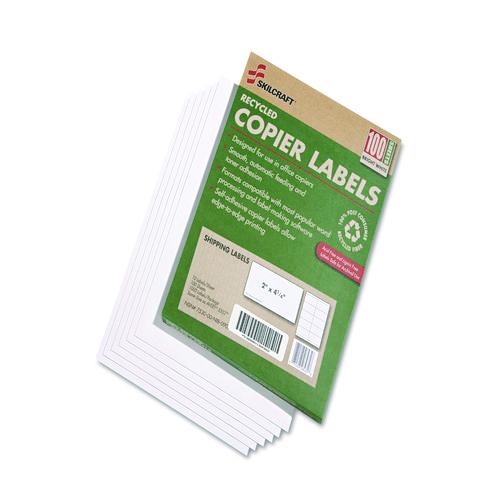 AbilityOne 7530015872621, SKILCRAFT Recycled Copier Labels, Copiers, 2 x 4.25, White, 10/Sheet, 100 Sheets/Box