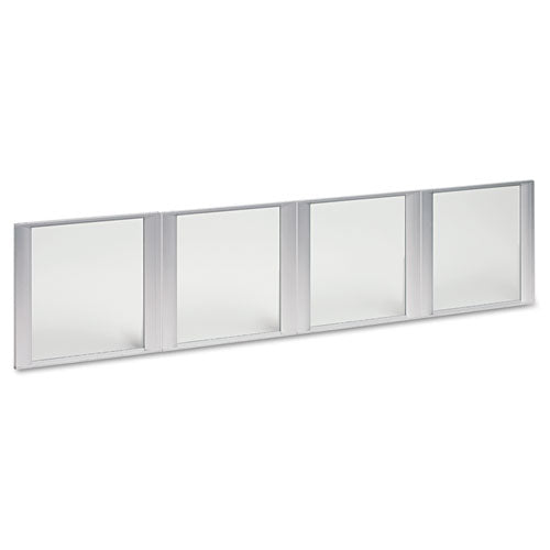 Alera Glass Door Set With Silver Frame For 72" Wide Hutch, 17w x 16h, Clear, 4 Doors/Set