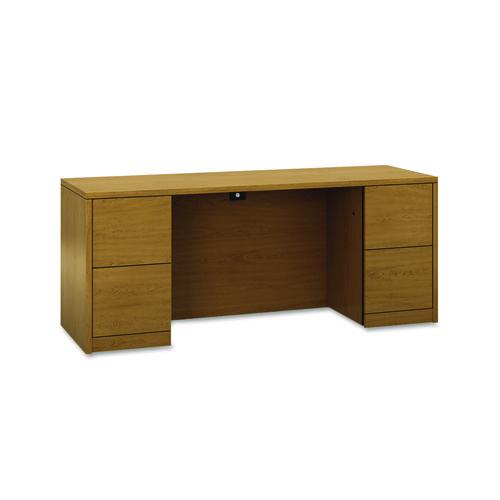 HON 10500 Series Kneespace Credenza With Full-Height Pedestals, 72w x 24d x 29.5h, Harvest