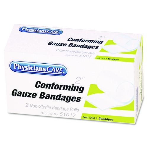 PhysiciansCare by First Aid Only First Aid Conforming Gauze Bandage, Non-Steriile, 2" Wide, 2/Box