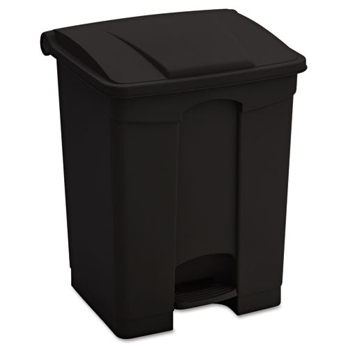Safco Large Capacity Plastic Step-On Receptacle, 17 gal, Plastic, Black