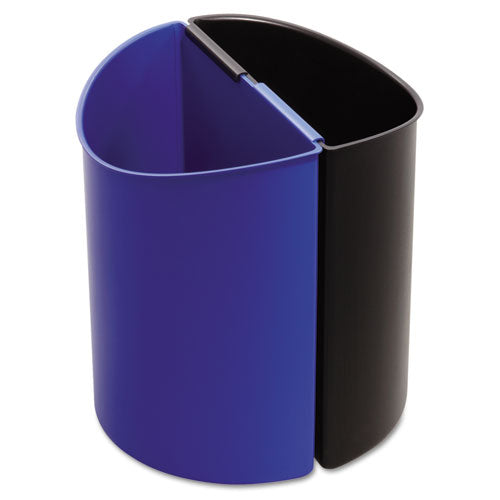 Safco Desk-Side Recycling Receptacle, 3 gal, Plastic, Black/Blue