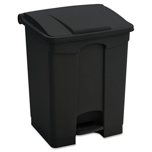 Safco Large Capacity Plastic Step-On Receptacle, 23 gal, Plastic, Black