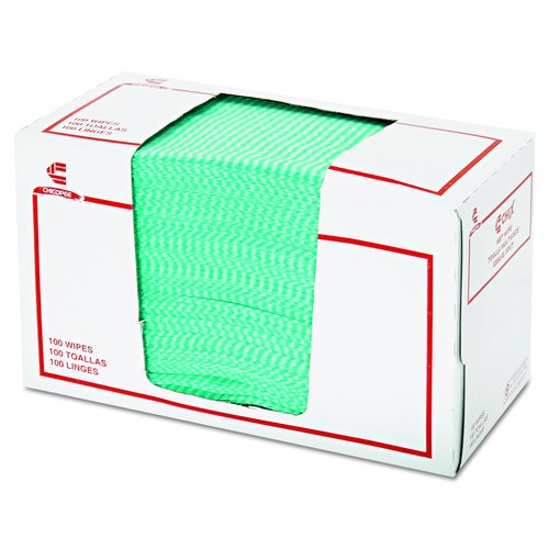 Chix Wet Wipes, 14 x 21, White/Green, 100 Towels/Pack, 9/Carton