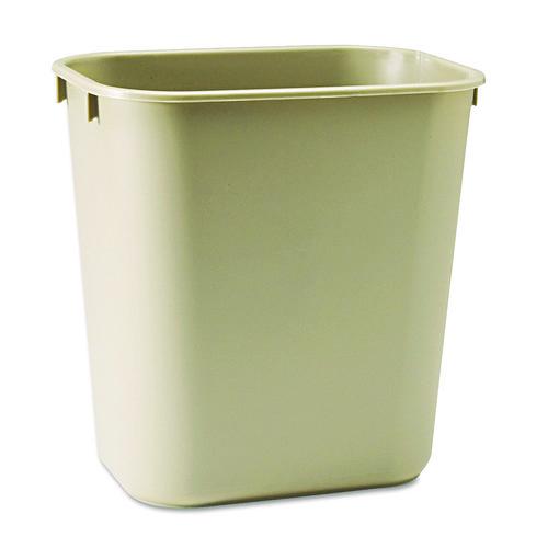 Rubbermaid Commercial Deskside Plastic Wastebasket, 3.5 gal, Plastic, Beige