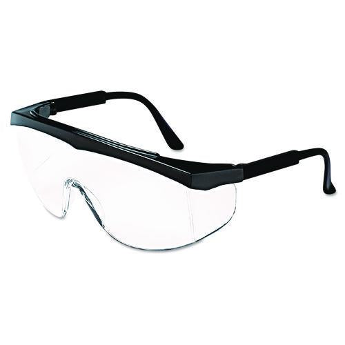 MCR Safety Stratos Safety Glasses, Black Half Frame OTG, Clear Single Lens