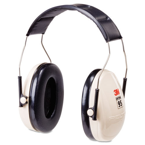 3M PELTOR OPTIME 95 Low-Profile Folding Earmuffs, 20 dB NRR, White/Black