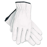 MCR Safety Grain Goatskin Driver Gloves, Gunn Cut, Straight Thumb, White, 12 Pairs