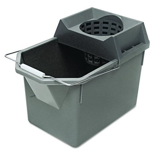 Rubbermaid Commercial Pail/Strainer Combination, 15 qt, Steel Gray