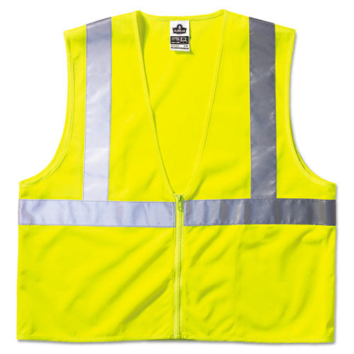 ergodyne GloWear 8210Z Class 2 Economy Vest, Polyester Mesh, Large to X-Large, Lime