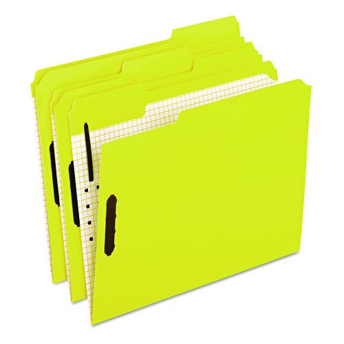 Pendaflex Colored Classification Folders, 1/3-Cut Tab: Assorted, 2 Embossed Fasteners, Letter Size, Yellow, 50/Box