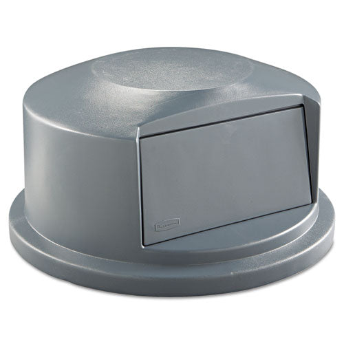 Rubbermaid Commercial Round BRUTE Dome Top Receptacle, Push Door for 44 gal Containers, 24.81" Diameter x 12.63h, Gray