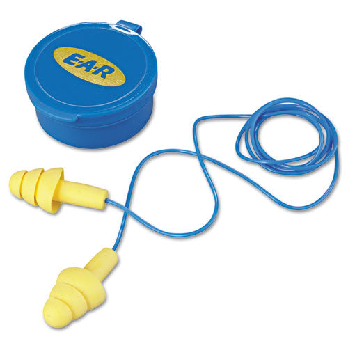 3M E-A-RUltraFit Reusable Earplugs, Corded, 25 dB NRR, One Size Fits Most, Yellow 3-Flange Plugs, 50/Box
