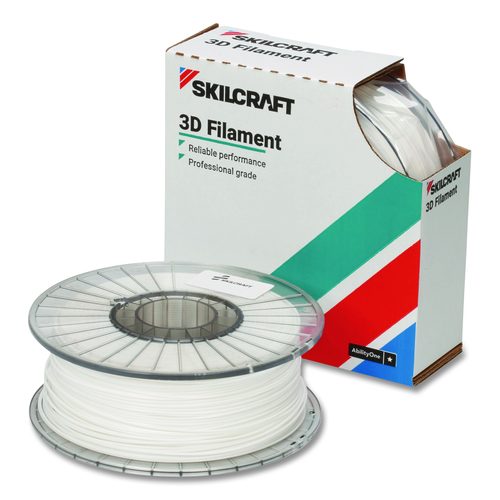 AbilityOne 7045016983259, SKILCRAFT 3D Printer Polylactic Acid Filament, 1 kg Spool, 2.85 mm, White