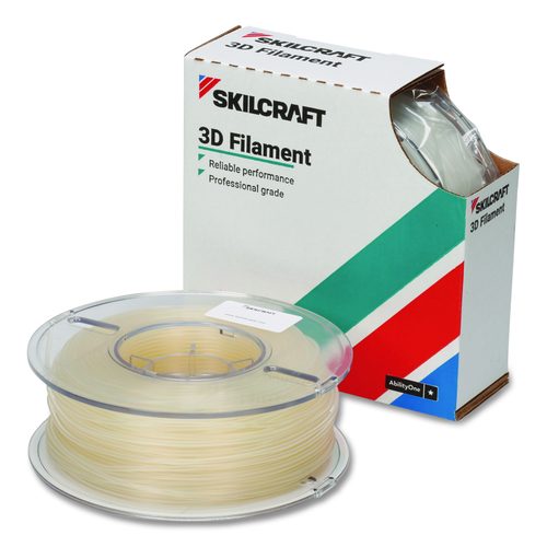 AbilityOne 7045017057351, SKILCRAFT 3D Printer Polylactic Acid Filament, 1 kg Spool, 2.85 mm, Natural