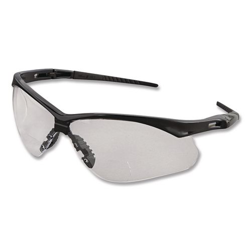 KleenGuard Nemesis Readers Safety Glasses, 2.0+ Diopter, Black Half Frame, Clear Dual Lens