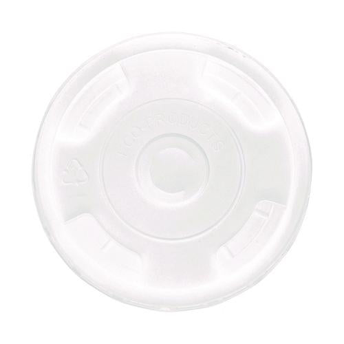 Eco-Products BlueStripe Recycled Content Cold Cup Flat Lids, Fits 9 oz to 24 oz Cold Cups, Plastic, Clear, 100/Pack, 10 Packs/Carton