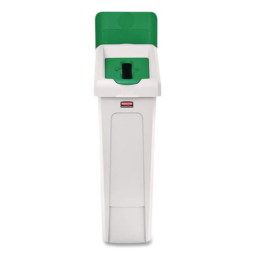 Rubbermaid Commercial Slim Jim Recycling Station Kit, 1-Stream Paper, 23 gal, Plastic, Green/Gray