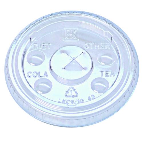 Fabri-Kal Kal-Clear/Nexclear Drink Cup Lids, X-Style Straw Slot/Flavor Buttons, Fits 9 oz to 10 oz Cold Cups, Plastic, Clear, 2,500/CT