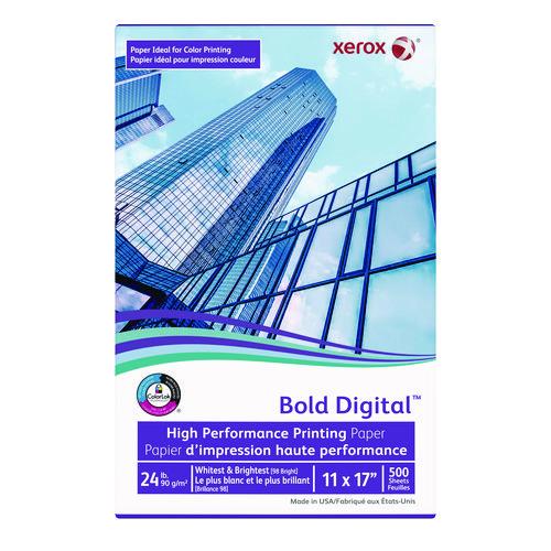 xerox Bold Digital Printing Paper, 98 Bright, 24 lb Bond Weight, 11 x 17, White, 500/Ream