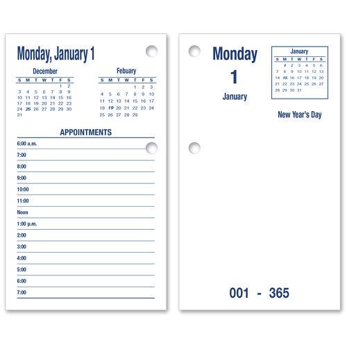 AbilityOne 7510016648800, SKILCRAFTDAYMAX Type II Calendar Pad, 6 x 3.5, White/Blue Sheets, 12-Month (Jan to Dec): 2026