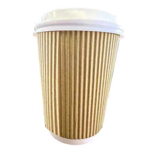 Karat Ripple Hot Cups, 12 oz, Paper, Kraft/White, 500/Carton