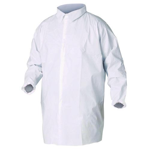 KleenGuard A40 Liquid and Particle Protection Lab Coats, Elastic Wrists, 3X-Large, White, 30/Carton