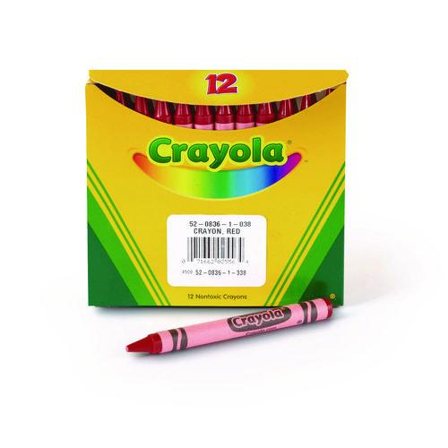 Crayola Bulk Crayons, Regular Size, 0.31" x 3.63", Red, 12/Box