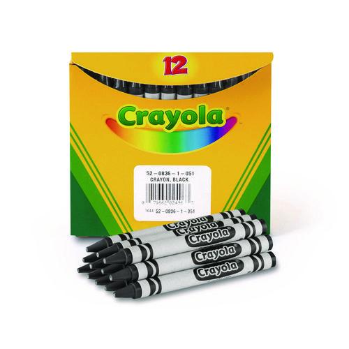 Crayola Bulk Crayons, Regular Size, 0.31" x 3.63", Black, 12/Box
