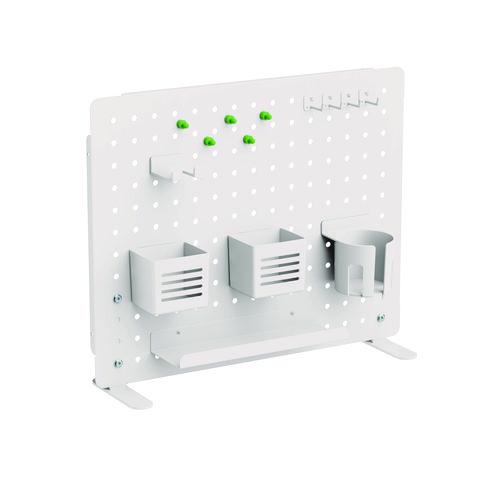 Kantek Pegboard Organizer, Three Compartments, 20.58 x 1 x 17, White, Steel