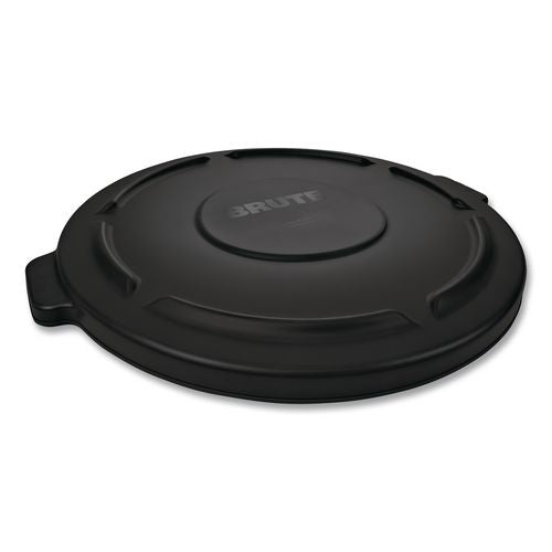 Rubbermaid Commercial BRUTE Self-Draining Flat Top Lids for 32 gal Round BRUTE Containers, 22.25" dia x 1.63"h, Black