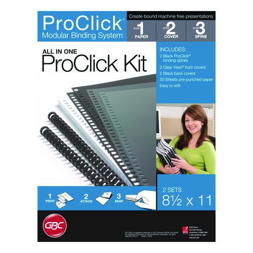GBC Instant Report Kits, 0.31" Capacity, For 11 x 8.5 Sheets, Clear/Black Covers, Black Spine, 2 Kits/Pack
