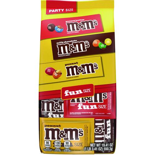 M & M's M and M's Milk Chocolate, Peanut and Peanut Butter Variety Pack Fun Size Chocolate Candy Assortment, 19.41 oz Bag
