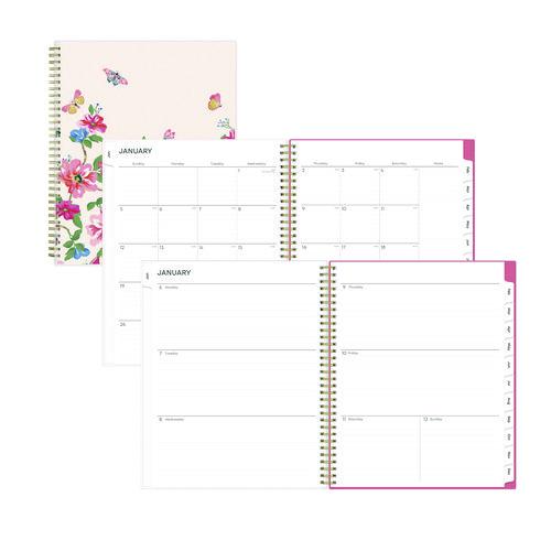 Blue Sky Fly By Frosted Weekly/Monthly Planner, Butterflies Artwork, 11 x 8.5, Blush/Pink Cover, 12-Month (Jan to Dec): 2026