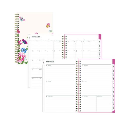 Blue Sky Fly By Frosted Weekly/Monthly Planner, Butterflies Artwork, 8 x 5, Blush/Pink Cover, 12-Month (Jan to Dec): 2026