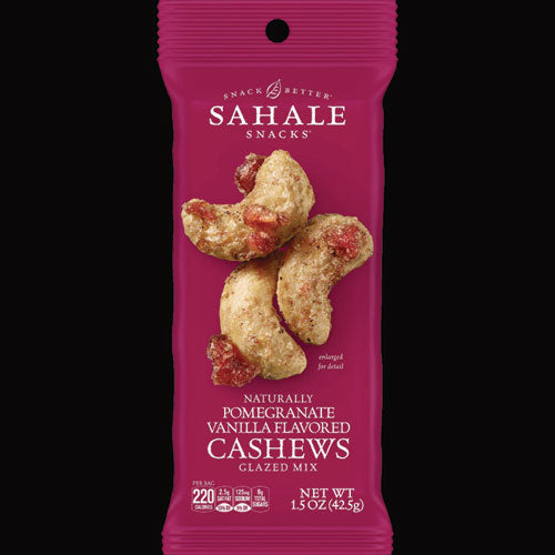 Sahale Snacks Pomegranate Vanilla Glazed Mix Cashews, 1.5 oz Bag, 18/Carton