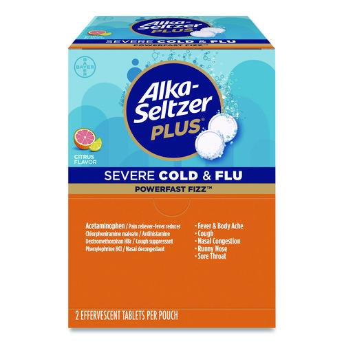 Alka-Seltzer Plus PowerFast Fizz Severe Cold and Flu Effervescent Tablet, 2 Tablets/Pouch, 30 Pouches/Box
