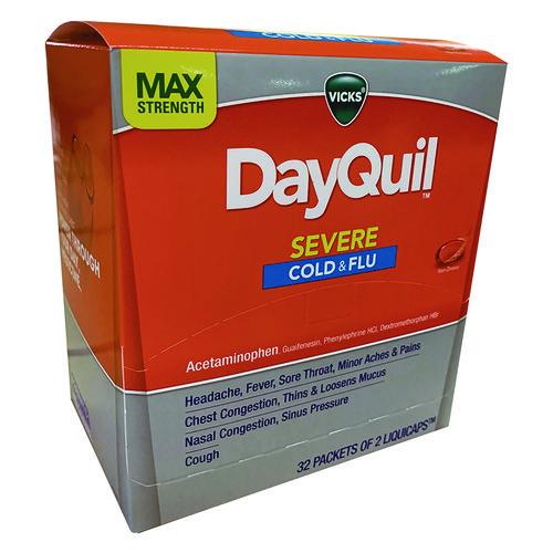 DayQuil Severe Cold and Flu Relief LiquiCaps, 2 LiquiCaps/Packet, 32 Packets/Box