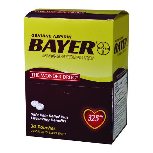 Bayer Genuine Buffered Aspirin (NSAID) Tablet, 2 Tablets/Packet, 30 Packetss/Box