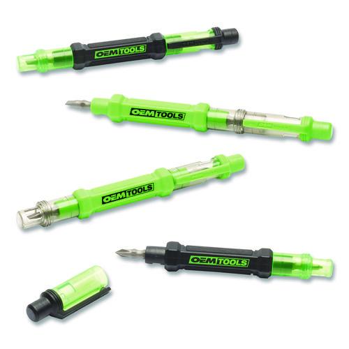 OEMTOOLS 6-Way Pen-Style Screw/Nut Driver, Metric 6-Point, Phillips and SAE Slotted Bits, 5.38" Long, 4/Pack