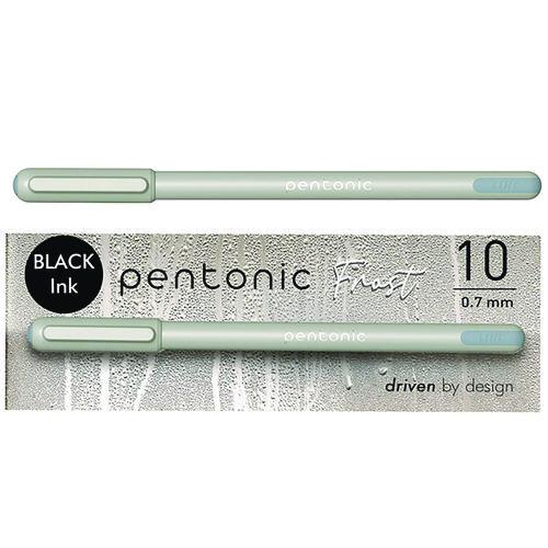 TOPS PENTONIC Gel Pen, Stick, Fine 0.7 mm, Black Ink, Pale Gray Barrel, 10/Pack