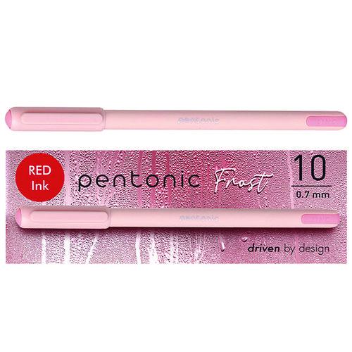 TOPS PENTONIC Gel Pen, Stick, Fine 0.7 mm, Red Ink, Pale Pink Barrel, 10/Pack