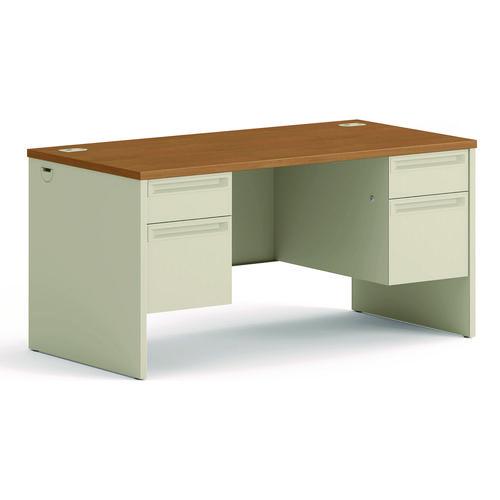 HON 38000 Series Double Pedestal Desk, 60" x 30" x 29.5", Harvest/Putty