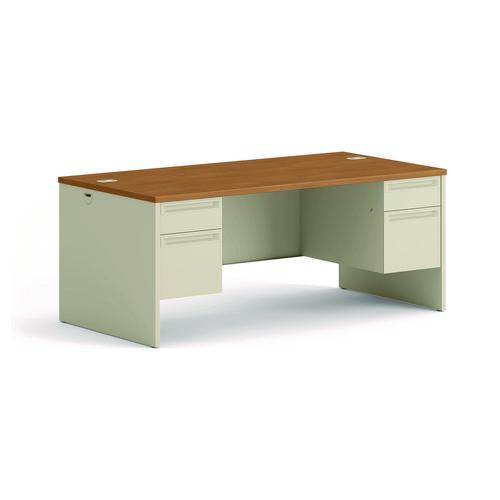 HON 38000 Series Double Pedestal Desk, 72" x 36" x 29.5", Harvest/Putty